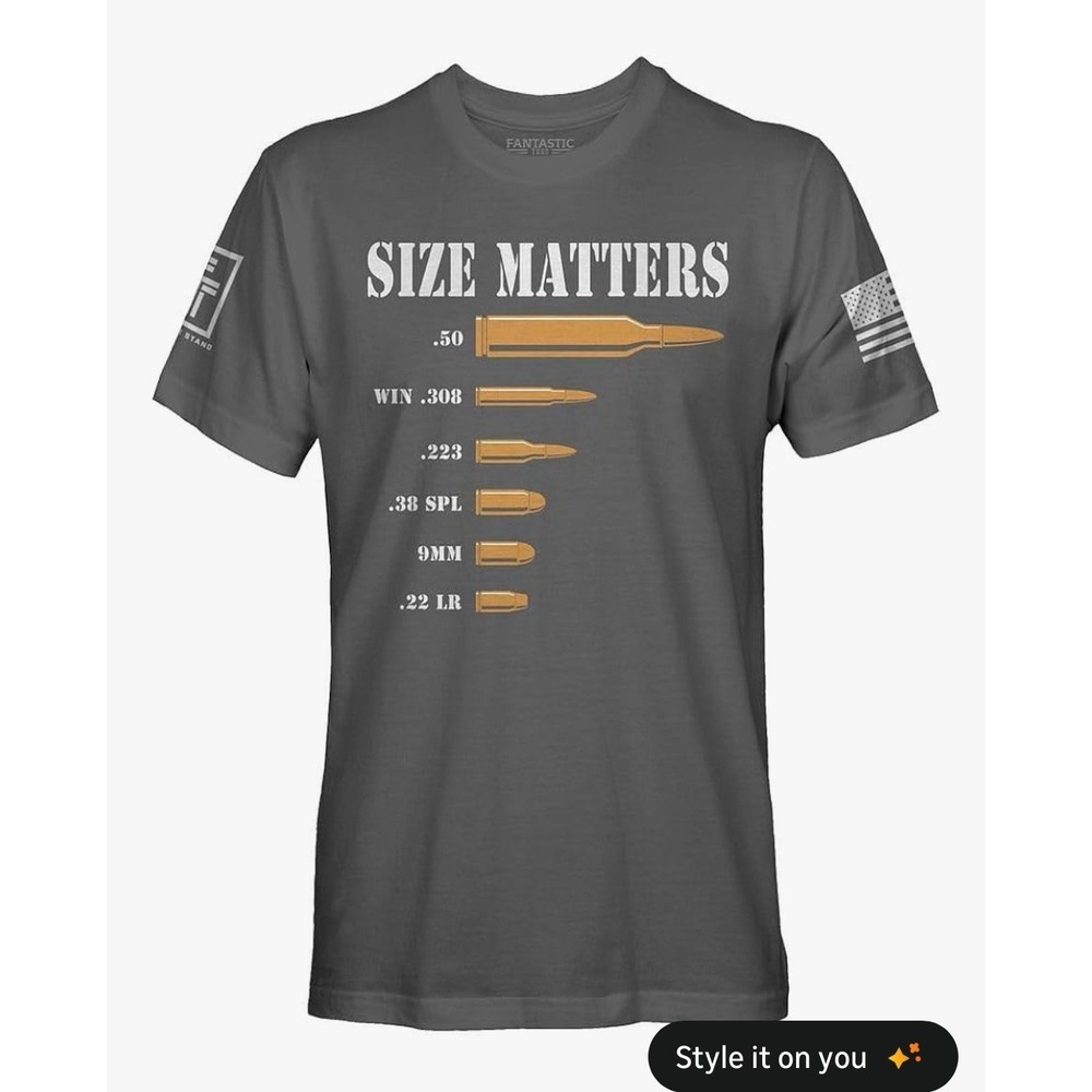 Size Matters Graphic Shirt Men, Size:  M Grey, Cotton. [F]